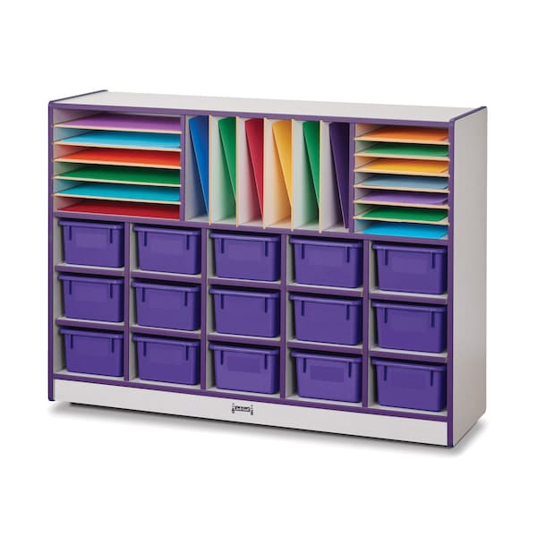 Jonti-Craft Rainbow Accents Sectional Cubbie-Tray Mobile Unit, with Trays, Purple 0416JCWW004 - main